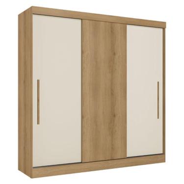 Imagem de Guarda Roupa Casal Vision 3 Portas Capuccino Cacau Off White Flex Acetinado - THB