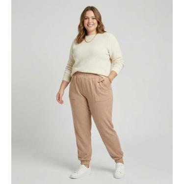 Imagem de Calça Feminina Jogger Piquet Plus Size Secret Glam Marrom, Plus G1, Ma