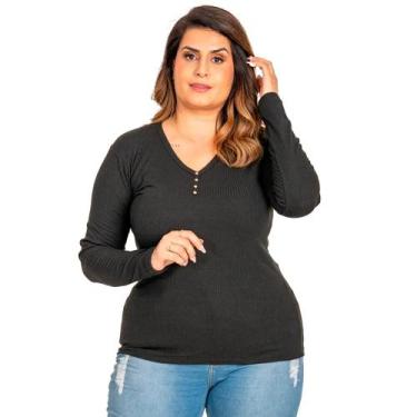 Imagem de Blusa Feminina LTZ Ribana com Botões - Canelada e Confortável, G2, Pre