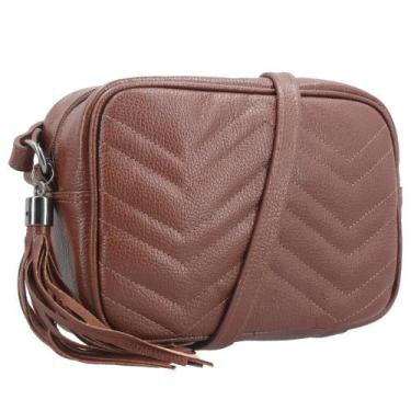 Imagem de Bolsa Crossbody Bernarda Matelassê Couro Bauarte, Marrom