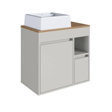 Imagem de Gabinete para Banheiro Suspenso com Cuba 60cm 1 Porta 1 Gaveta Bangladesh BA2066AR Arenas - Art In Móveis