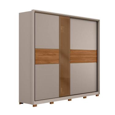 Imagem de Guarda Roupa Casal Authentic D26210PE 2 Portas Nogueira Nude Prime TX com Pés - Demartêz