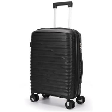 Imagem de Mala De Bordo 10Kg Expansível Polipropileno Medidas 55x35x25cm Padrão Anac Mala De Viagem Pequena De Mão 8 Rodas 360° Cadeado Integrado Zíper Antifurto Rígida Leve (PRETO, Bordo Expansível)