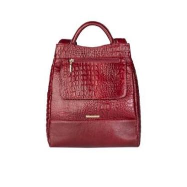 Imagem de Mochila pequena antifurto couro croco Susan-Feminino