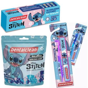 Imagem de Gel dental + escova de dente + flosser -stitch - dentalclean