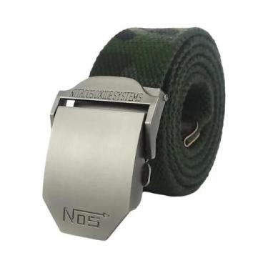 Imagem de Cinto De Lona Preto Para Homens Com Fivela De Metal De Luxo, Cinto Tát