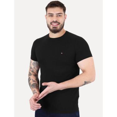 Imagem de Camiseta Tommy Hilfiger Masculina Slim Fit Essential Stretch Preta-Masculino