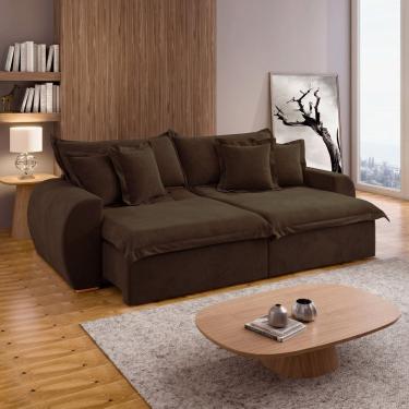 Imagem de Sofá Cama Retrátil e Reclinável 2 Lugares Pés Madeira Maciça 220Cm Imperatriz Yescasa M...