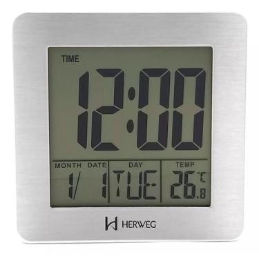 Imagem de Relógio Despertador Herweg 2985-021 Branco Calendario Termometro