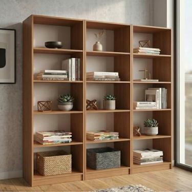 Imagem de Kit 3 Estantes para Livros Multiuso 5 Nichos Montreal Yescasa