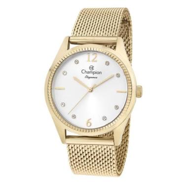 Imagem de Relogio champion feminino prata aço dourado cn25770e cor:dourado, DOUR