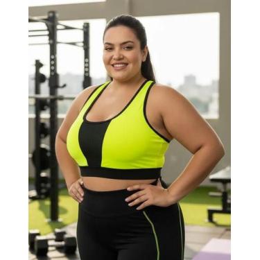 Imagem de Top Com Bojo Feminino Plus Size Academia Alça Nadador Reforçado Recote