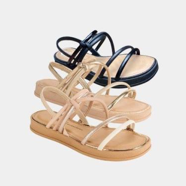 Imagem de Sandalia Feminina Dakota, Papete, Flatform, Brilho Metalizado, Comfort