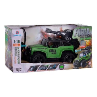 Imagem de Carrinho de Controle Remoto Fúria Off-Road Atira Bolinhas Verde Polibr