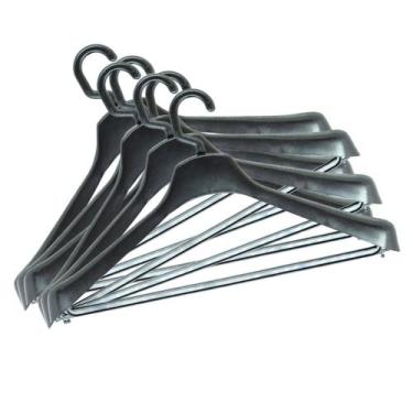 Imagem de Kit 20 Cabides Para Terno Casaco Blazer Preto Gancho Giratório Preto -
