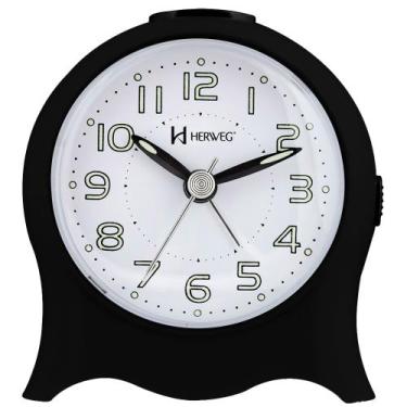 Imagem de Despertador Analógico Quartzo Herweg 2572 034 Preto