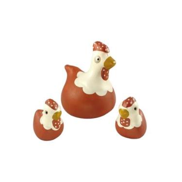 Imagem de Familia Galinha Pequena Trio Gordinha Elegance Ferrugem - Hp Decor