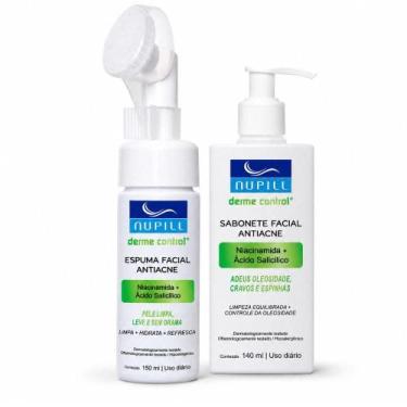 Imagem de Kit Antiacne Nupill Derme Control: Espuma Facial 150ml e Sabonete Faci
