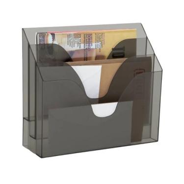 Imagem de Kit 10 Organizador Triplo Office Preto Fumê 03 Divisões - Maxcril