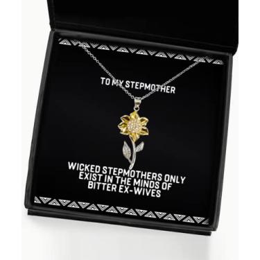 Imagem de SpreadPassion Wicked Stepmothers Only Exist in The Minds of Bitter Ex Stepmother Colar com pingente de girassol, presentes divertidos de madrinha, para mãe