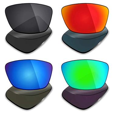 Imagem de Mryok 4 pares de lentes polarizadas de substituição para óculos de sol Oakley Conductor 6 – Stealth Black/Emerald Green/Fire Red/Ice Blue