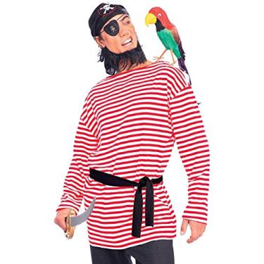 Imagem de Forum Novelties Camiseta masculina fantasia pirata Matie, Vermelho/branco., Standard