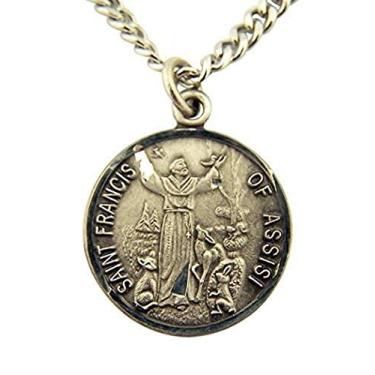 Imagem de Medalha de São Francisco de Assis com detalhes de corte brilhante, 17,7 cm