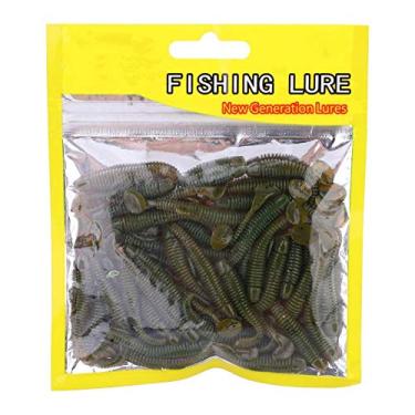 Imagem de Rapala Crush City Iscas macias de poleiro, iscas de pesca, minhocas pretas, 50 peças de iscas de pesca macias de 5 cm, isca de pesca de plástico, iscas de cauda, minhocas, acessório de equipamento de