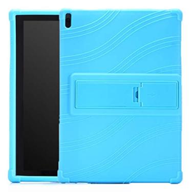 Imagem de CHAJIJIAO Capa ultra fina para tablet Lenovo Tab E10 capa protetora de silicone com suporte invisível capa traseira para tablet (cor azul celeste)