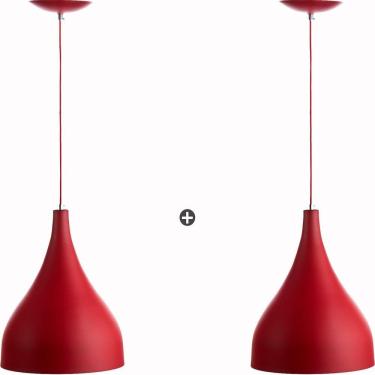 Imagem de Kit 2 Lustres Pd Gota Pequena Alumínio 21cm Soquete E27 Vermelho
