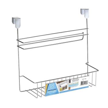 Imagem de Prateleira Com Porta Rolo de Pendurar Para Armário Cromado