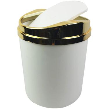 Imagem de Lixeira 5 Litros Para Cozinha Banheiro Com Tampa Dourada Basculante Metalizada Plástica - AMZ