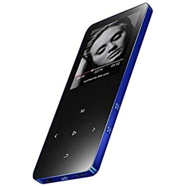 Imagem de MP3 Player, 4G/8G/16G Leitor de música de 1,8" com Bluetooth, som HIFI sem perdas, rádio FM, gravador de voz, alto-falante integrado, botão de reprodução de vídeo MP3, suporta até 128 GB, azul, 16 G Bluetooth, Uptodat