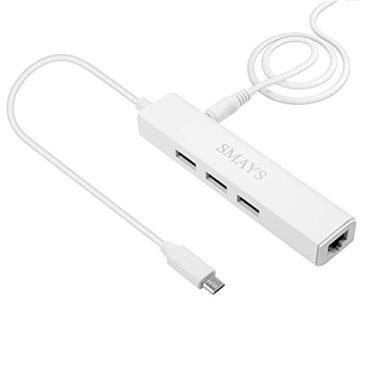 Imagem de Adaptador Ethernet para Chromecast Ultra/Audio/1/2 - com hub USB de 3 portas e passagem de energia - Adicione Internet com fio, pen drives e muito mais - (Micro USB para RJ45)