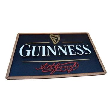 Imagem de Placa Em Alto Relevo Guinness Cervejas Churrasqueira 60cm - Talharte