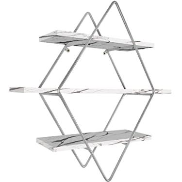 Imagem de Prateleira Tripla Estante Decorativa Livros Quarto Sala Losan Aço MDF - Prata Vulcano