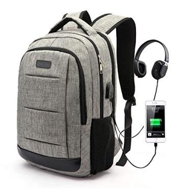 Imagem de Mochila vintage para laptop de viagem/negócios para meninos, meninas, homens e mulheres, mochila casual impermeável para uso ao ar livre, bolsa esportiva para laptop e notebook de 15,6 polegadas, preta