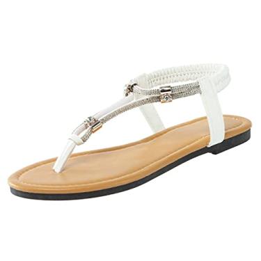 Imagem de Sandálias femininas planas sandálias de praia sandálias de moda planas verão casual moda sapatos para mulheres sandálias plataforma, Branco, 8.5