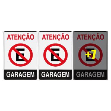Imagem de Combo 10 Placas De Sinalização Atenção Proibido Estacionar Garagem 20x30 Acesso - P-4 F9e