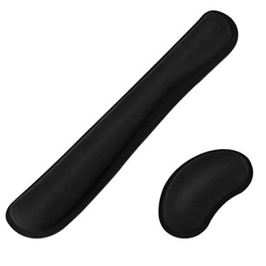 Imagem de Tapete de mouse para jogos conforto 3D descanso de pulso de sílica gel travesseiro de mão memória espuma de algodão mousepad ergonômico para jogos de PC gamer, conjunto de dois peças