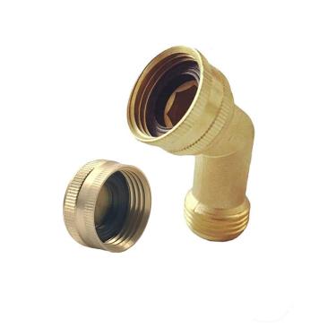 Imagem de Conector de cotovelo de mangueira de jardim de bronze 45 graus adaptador de mangueira com tampa de mangueira
