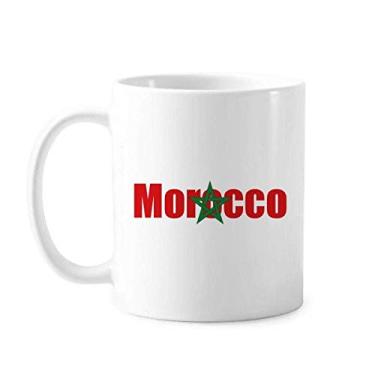 Imagem de Caneca com nome da bandeira do país do Marrocos cerâmica xícara de porcelana de café louça