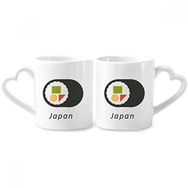 Imagem de Conjunto de canecas tradicionais japonesas de porcelana para casais, maki e sushi, coração