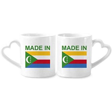 Imagem de Conjunto de canecas de porcelana Made In Comoros Country Love Casal de cerâmica com alça de coração
