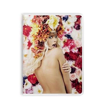 Imagem de Caderno de capa macia com capa de goma decorada com flores nuas