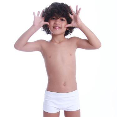 Imagem de Sunga Infantil Boxer Branca Proteção Uv50+ Menino Moda Praia - Ceci Mo