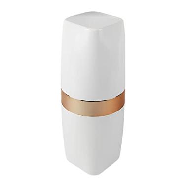 Imagem de Suporte Porta Escova Dente Pasta Creme Dental Com Tampa Banheiro Branco Rose Gold - 2701BCR Future
