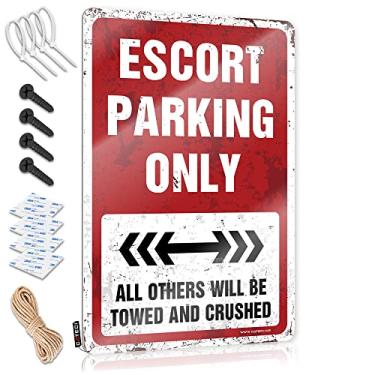 Imagem de Placa de café decoração Escort Parking Only Placas de metal para homem Decoração de música de caverna (Tamanho : 30X40cm)