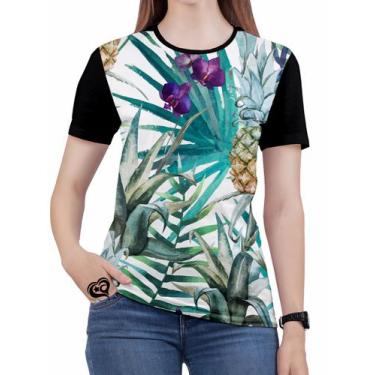 Imagem de Camiseta De Praia Floral Plus Size Feminina Florida Blusa - Alemark