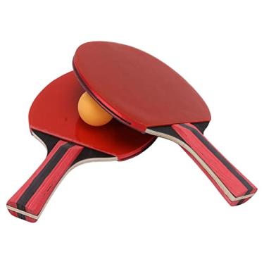 Imagem de Pá e Bola de Tênis de Mesa, Esponja Macia de Borracha de Madeira, Conjunto de Pás de Pingue-pongue Resistente e Confortável, Alça para Exercícios (Vermelho)